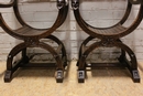 Renaissance/Gothic style Arm chairs in chestnut, France 19th century
