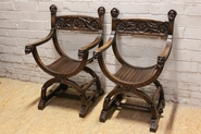 Renaissance/gothic arm chairs chestnut