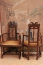 Renaissance style Chairs and arm chairs in Walnut, France 19th century