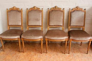 set of 4 gilt chairs 19th century