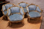 Set of 4 Louis XV style paint arm chairs