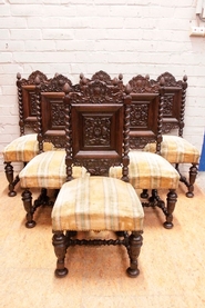 set of 6 oak renaissance style chairs in oak