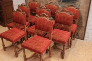 set of 8 Henri II chairs in walnut
