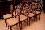 Set of 8 Louis XV style chairs in oak
