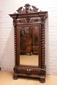 Single door renaissance style armoire in oak