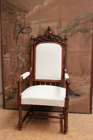 Single walnut gothic arm chair