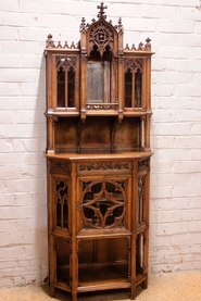 Special gothic style display cabinet in walnut