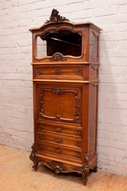 Special Louis XV style secretary desk with display top in walnut