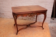 Special Louis XV style table in walnut signed JEANSELME