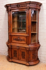 Special renaissance display/secretary desk cabinet in walnut