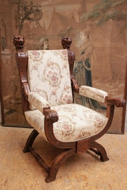 special renaissance style arm chair in walnut