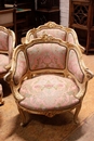 Louis XV style Arm chairs in paint wood, France 1900