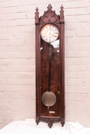 tall gothic style wall clock in walnut  175 cm tall