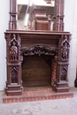 Gothic style Fire mantle in Oak, France 19th century