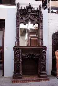 The best gothic style monumental fire mantle in oak