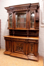 Top quality figural renaissance cabinet with display top