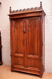 Top quality gothic style 2 door armoire in walnut