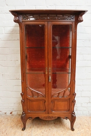 Walnut Art Nouveau Display cabinet