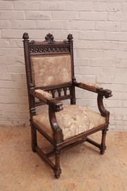Walnut gothic arm chair