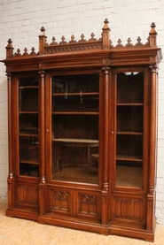 Walnut gothic bookcase & matching desk