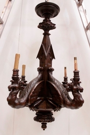 Walnut gothic chandelier