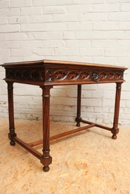 Walnut gothic desk table signed by BASTET Lyon