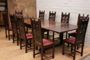 Gothic style Table & chairs in Walnut, France 19th century