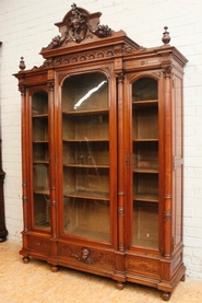 Walnut Henri II 3 door bookcase