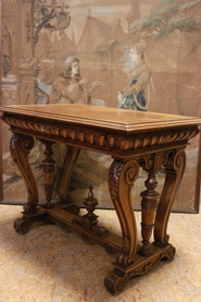 Walnut Henri II desk table