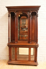 Walnut Henri II display cabinet