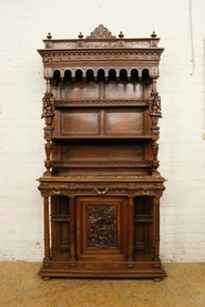 Walnut Henri II jester cabinet