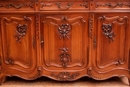 Louis XV style Cabinet in walnut and marble, France 19th century