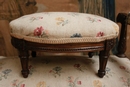 Louis XVI style Bench and stool in Walnut, France 19th century