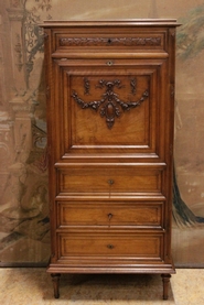 Walnut Louis XVI secretary desk with marble top