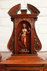 Walnut renaissance cabinet with ebony inlay signed and dated by LAUVEREZY 1873
