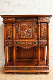 Walnut renaissance cabinet wth marble inlay signed by CHRISTIAN KRASS