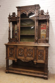Zxceptional monumental walnut renaissance cabinet signed L Roswag