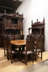 11 pc Quality gothic dinning set in walnut