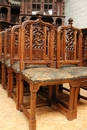 Renaissance/Gothic style Dinning set in Walnut, France 19th century