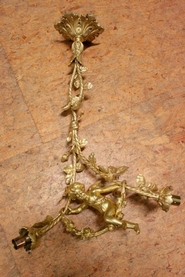 19th century gilded bronze cherub chandelier