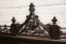 Gothic style Hall bench in Oak, France 19th century
