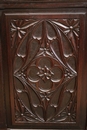 Gothic style Hall bench in Oak, France 19th century