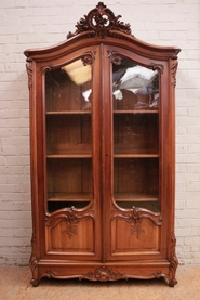 2 door Louis XV bookcase in walnut