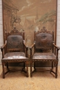 Gothic style Arm chairs in Walnut, France 19th century