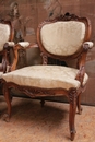 Louis XV style Arm chairs in Walnut, France 19th century