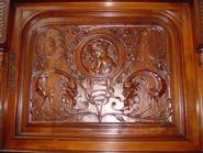 figural walnut cabinet  62.5 w x 92.5 t x 23.5 d server52 w c 83 t x 21 d