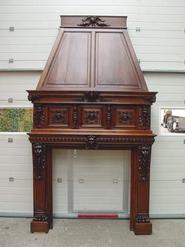 monumental solid walnut fire mantle