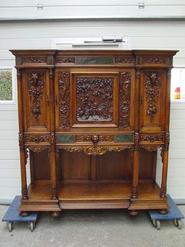 solid walnut credenza with marble inlay and signed by the maker