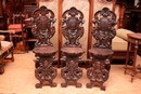 Renaissance style Chairs in Walnut, italie 19th century