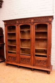 3 door Renaissance bookcase in walnut